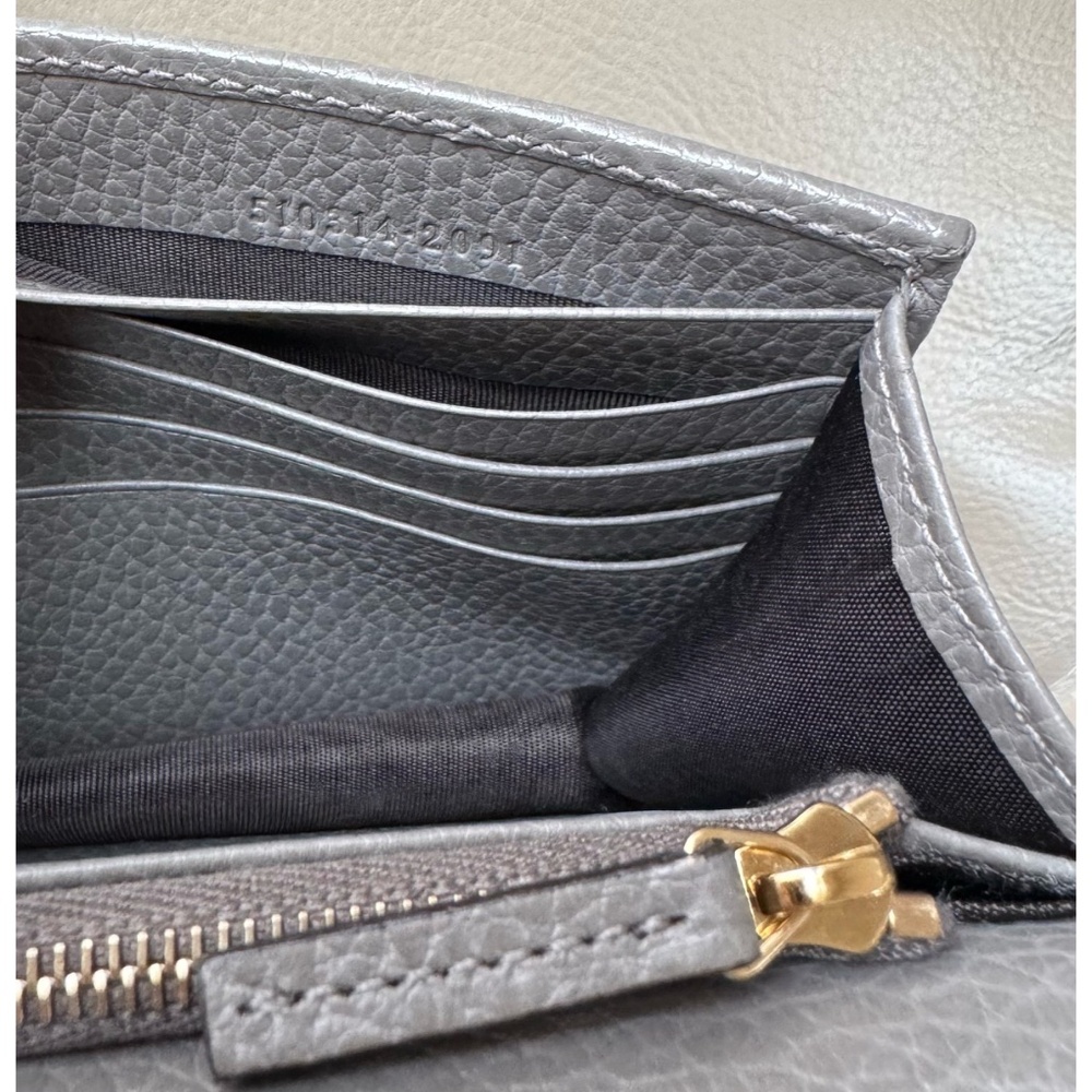 Authentic Gucci Interlocking Dollar Gray Leather Chain Crossbody Clutch Bag - Picture 10 of 12